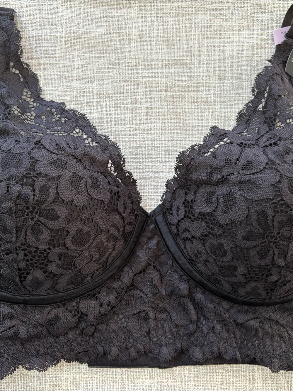 NWT Maidenform 34D Black Floral Lace Wireless Bra Convertible Halter